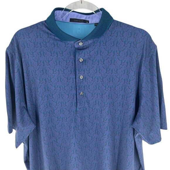 Greyson Shirt Mens XL Blue Purple Polo Performance Stretch Abstract Golf  Golfer - Picture 4 of 16